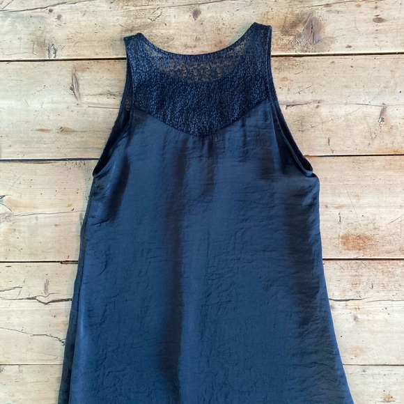 Eve Gravel sleeveless black satin dress with lace see trough yoke, size small - Picture 5 of 13